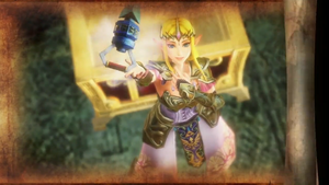 Hyrule Warriors - Zelda find the Hookshot in E3 Trailer.png