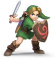 Artwork of Link wielding the Deku Shield from Super Smash Bros. Ultimate