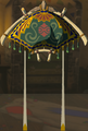 The Paraglider with the Gerudo Fabric equipped from Tears of the Kingdom