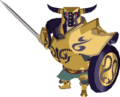 A gold, Shield-carrying Darknut from The Wind Waker