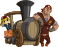 Artwork of Link wearing the Engineer's Clothes alongside Alfonzo