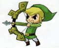 Concept art of Link using the Bow of Light in Spirit Tracks from Hyrule Historia