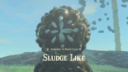 The Sludge Like at Mipha Court. Text on-screen displays its name, along with the title "Ambusher of Mipha Court".