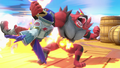 Incineroar and Falco fighting in the Pirate Ship (Stage) Stage