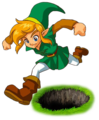 Link jumping over a hole