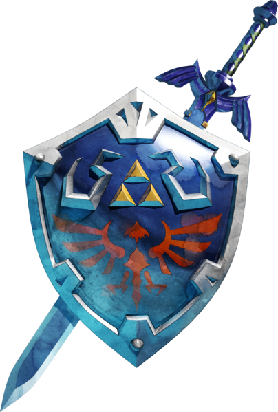 File:SS Hylian Shield and Master Sword Artwork.png