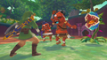 Link fighting Red Bokoblins and a Deku Baba
