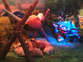 A Blue Bokoblin near a camp at the E3 2016 Breath of the Wild booth