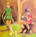 Link and the Flute Boy artwork from A Link to the Past