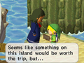 Link talking to Linebeck on Spirit Island