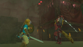 Link fighting a Yiga Blademaster with a Soldier's Broadsword in Breath of the Wild