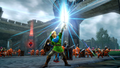 Link preparing to unleash the Hylian Sword's Special Attack from Hyrule Warriors