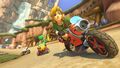Link riding a bike in Mario Kart 8