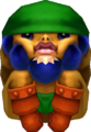 Goron Link curled up in a ball from Majora's Mask 3D