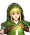 A Portrait of Linkle reacting to her glowing Compass