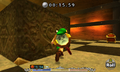 Link playing the Treasure Chest Shop's Mini-Game from Majora's Mask 3D