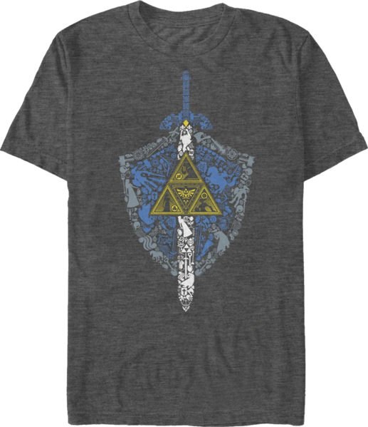 File:The Legend of Zelda - Iconic Mosaic T-shirt Charcoal Heather.png