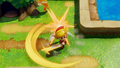 Promotional screenshot of Link performing a Spin Attack from Link's Awakening for Nintendo Switch