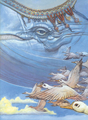 Artwork of the Wind Fish flying alongside a flock of birds from Link's Awakening DX