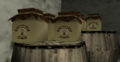 Milk Bottles on Barrels in the Barn