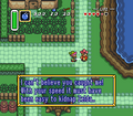 The Running Man talking to Link in A Link to the Past