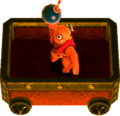 A Hinox riding a Mine Cart in Tri Force Heroes
