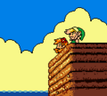 Link and Marin on a cliff in Toronbo Shores in Link's Awakening DX