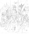 Sketch depicting primary characters