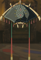 The Paraglider with the Hylian-Hood Fabric equipped from Tears of the Kingdom