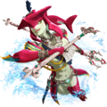 Artwork of Sidon with two Ceremonial Tridents from Hyrule Warriors: Age of Calamity