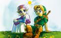 Artwork of Young Link and young Princess Zelda