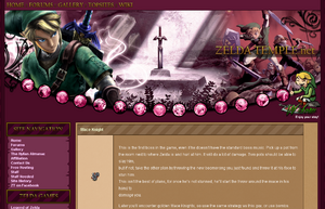 Screenshot of the Zelda Temple homepage