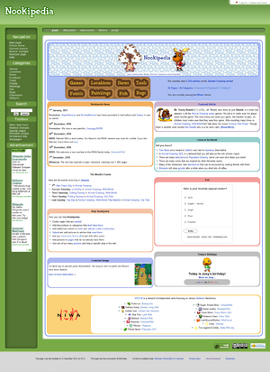 Animal Crossing Wiki's current layout
