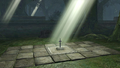 The Master Sword in the Sacred Pedestal within the Temple of the Sacred Sword