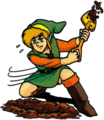 Artwork of Link using the Shovel from Link's Awakening