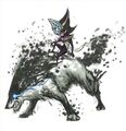 Concept art of Midna atop Wolf Link from Twilight Princess