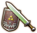 The Hero's Sword paired with the Hero's Shield from Hyrule Warriors