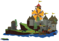 Concept artwork of Windfall Island from The Wind Waker