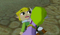 Princess Zelda hugging Link