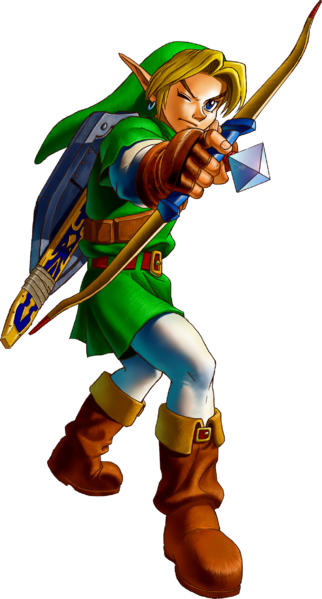 File:OoT Link Using Fairy Bow Artwork.png