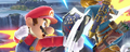 A banner on the official site featuring Mario fighting Link