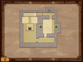 The second floor of the Sand Temple. Treasure Chests are marked on the map