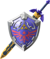 Master Sword in its Scabbard and the Hylian Shield