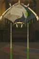 The Paraglider with the Lucky Clover Gazette Fabric equipped from Tears of the Kingdom