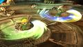 Link and Toon Link performing Spin Attacks in Super Smash Bros. for Wii U