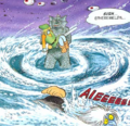 A Whirlpool beneath Zora from A Link to the Past (Ishinomori)