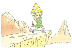 TLoZ Link Holding the Triforce of Wisdom Artwork 3.png