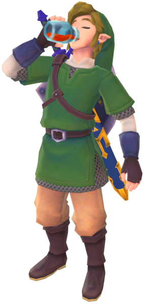 File:SS Link Drinking Heart Potion Render.png
