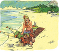 Artwork of Marin finding Link at the Toronbo Shores from the German Link's Awakening guide