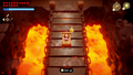 A promotional screenshot of Zelda using an Old Bed in the Crater Shortcut